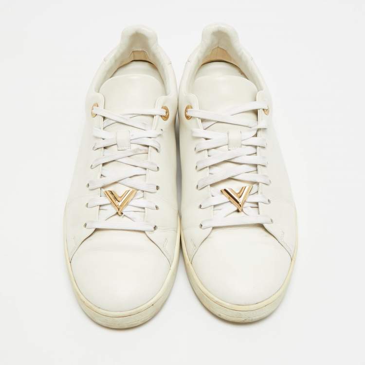 Pre Owned Louis Vuitton Frontrow Size 41 White Leather Lace Up Sneakers