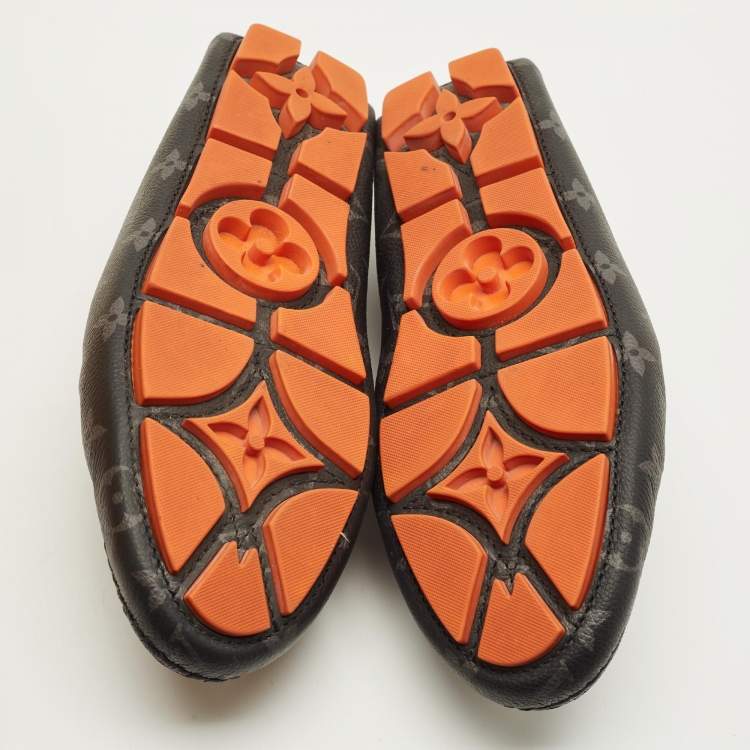 Pre Owned Louis Vuitton Size 39 Monogram Eclipse Canvas Driver Loafers