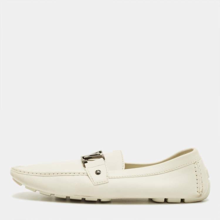 مملوكة مسبقًا Louis Vuitton Monte Carlo Size 45 White Leather Slip On Loafers