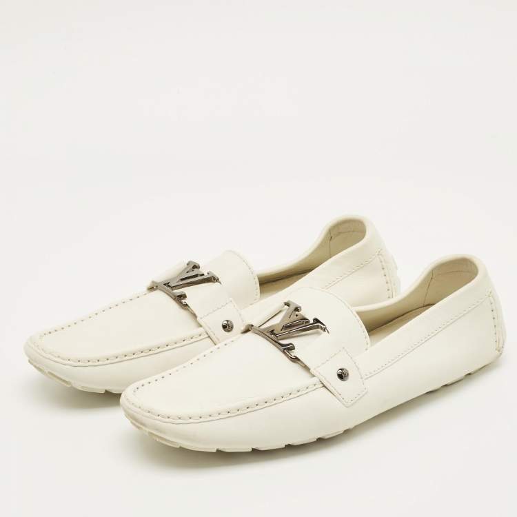 مملوكة مسبقًا Louis Vuitton Monte Carlo Size 45 White Leather Slip On Loafers