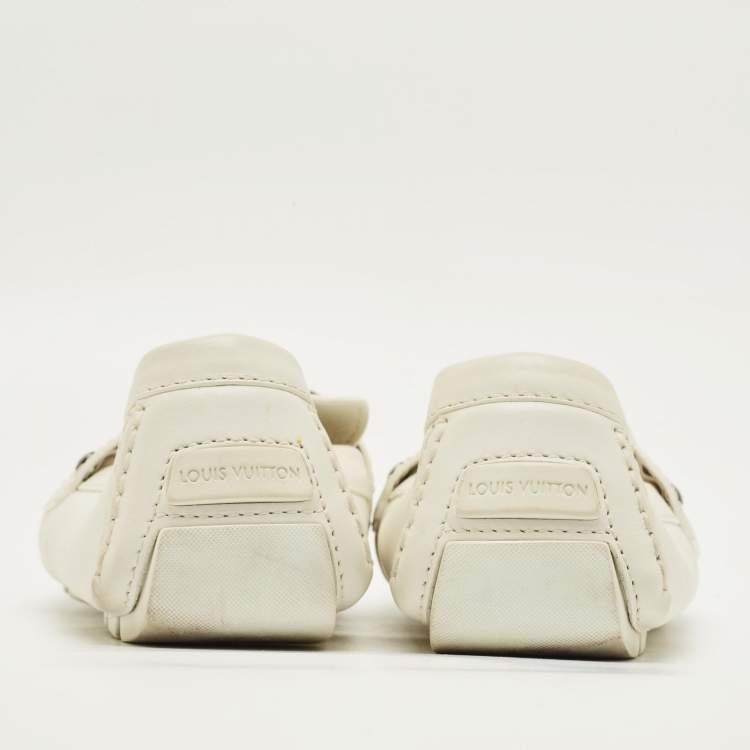 مملوكة مسبقًا Louis Vuitton Monte Carlo Size 45 White Leather Slip On Loafers