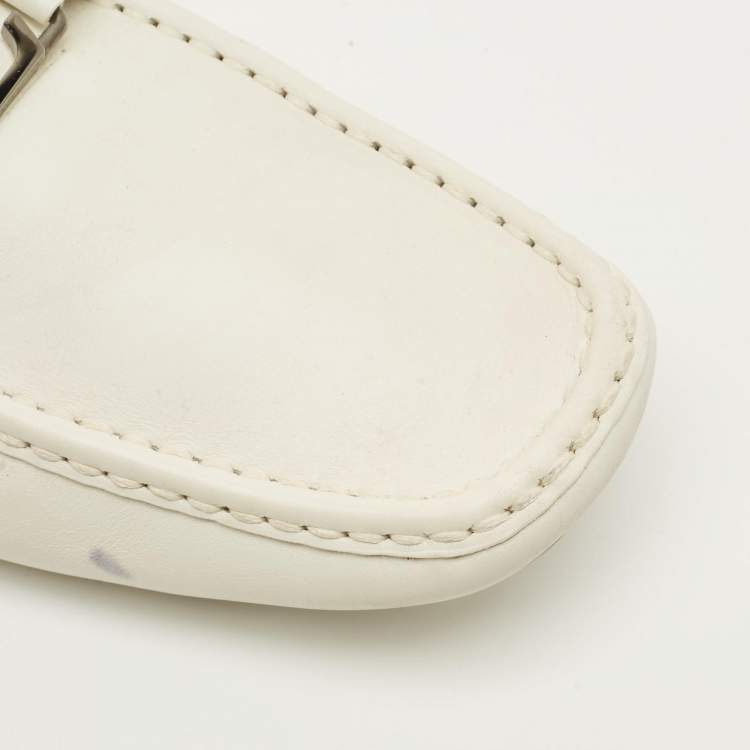 مملوكة مسبقًا Louis Vuitton Monte Carlo Size 45 White Leather Slip On Loafers