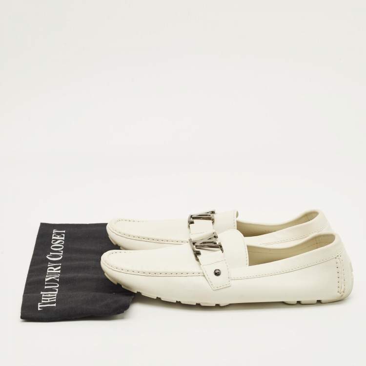 مملوكة مسبقًا Louis Vuitton Monte Carlo Size 45 White Leather Slip On Loafers