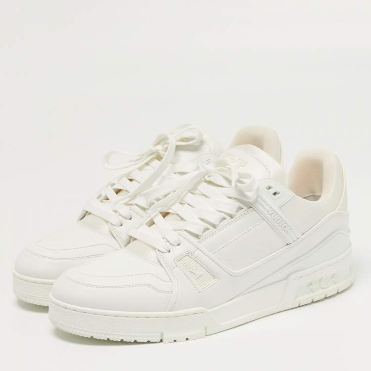 Pre Owned Louis Vuitton LV Trainer Size 42.5 White Leather Low Top Sneakers