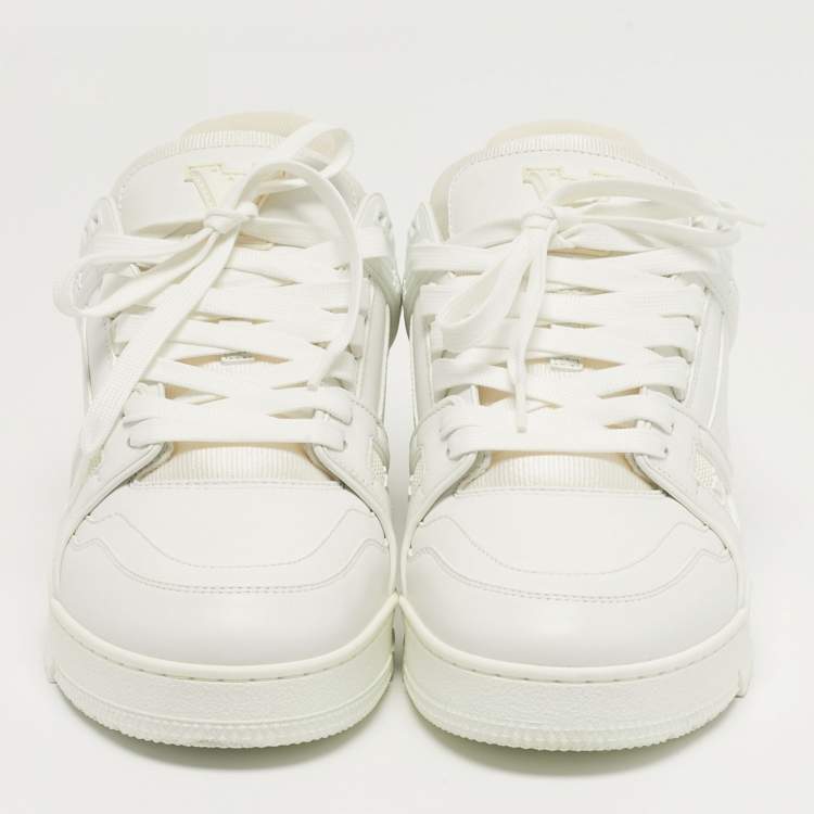 Pre Owned Louis Vuitton LV Trainer Size 42.5 White Leather Low Top Sneakers