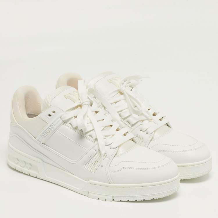 Pre Owned Louis Vuitton LV Trainer Size 42.5 White Leather Low Top Sneakers