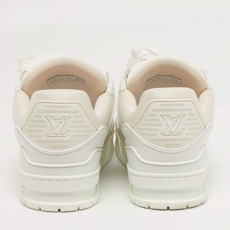 Pre Owned Louis Vuitton LV Trainer Size 42.5 White Leather Low Top Sneakers