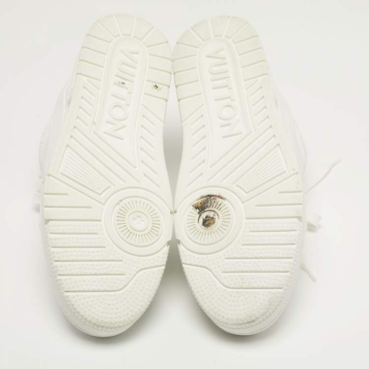 Pre Owned Louis Vuitton LV Trainer Size 42.5 White Leather Low Top Sneakers