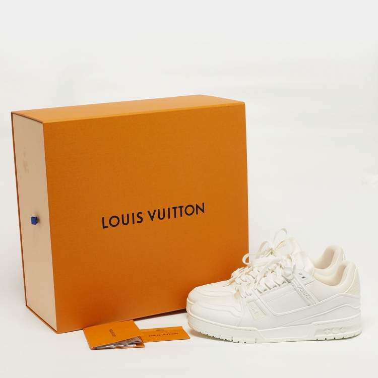 Pre Owned Louis Vuitton LV Trainer Size 42.5 White Leather Low Top Sneakers