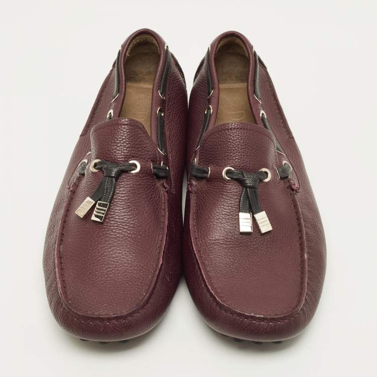Pre Owned Louis Vuitton Bow Size 43.5 Burgundy Leather Loafers