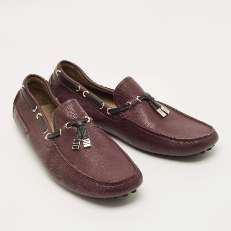 Pre Owned Louis Vuitton Bow Size 43.5 Burgundy Leather Loafers