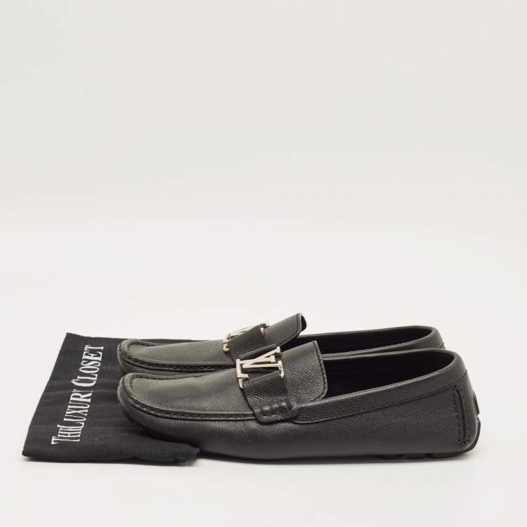Pre Owned Louis Vuitton Monte Carlo Size 43 Black Leather Loafers