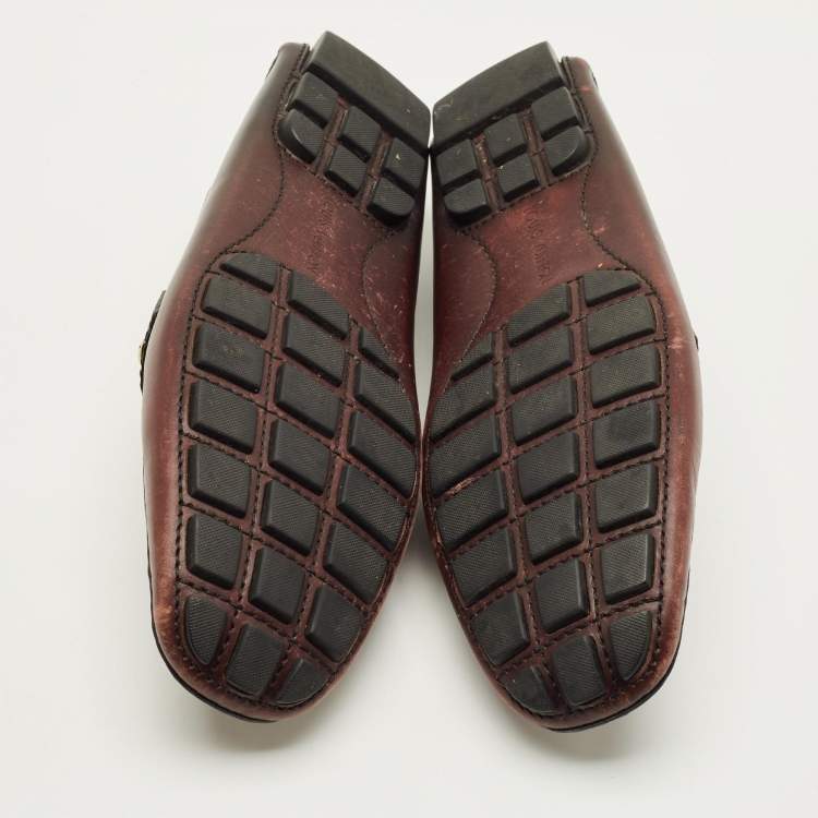 Pre Owned Louis Vuitton Monte Carlo Size 42.5 Dark Burgundy Leather Loafers