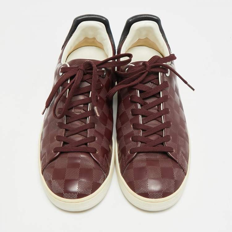 Pre Owned Louis Vuitton Frontrow Size 40.5 Burgundy/Black Leather Lace Up Sneakers