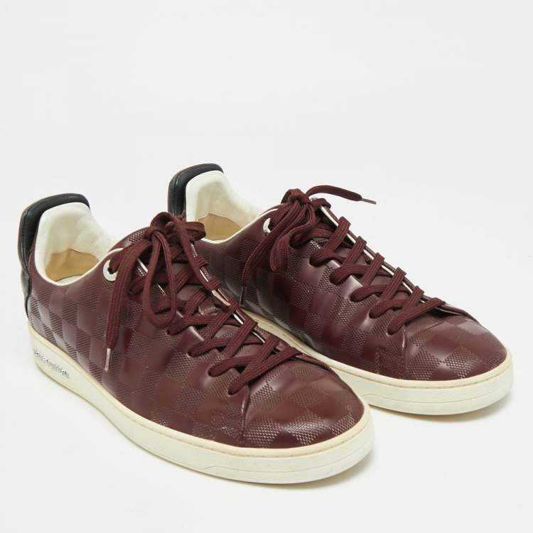 Pre Owned Louis Vuitton Frontrow Size 40.5 Burgundy/Black Leather Lace Up Sneakers