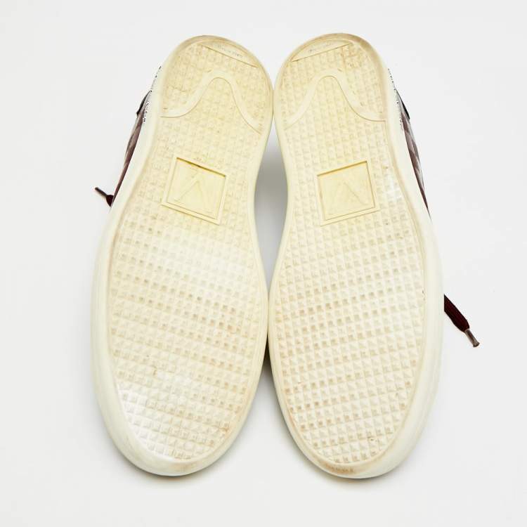 Pre Owned Louis Vuitton Frontrow Size 40.5 Burgundy/Black Leather Lace Up Sneakers