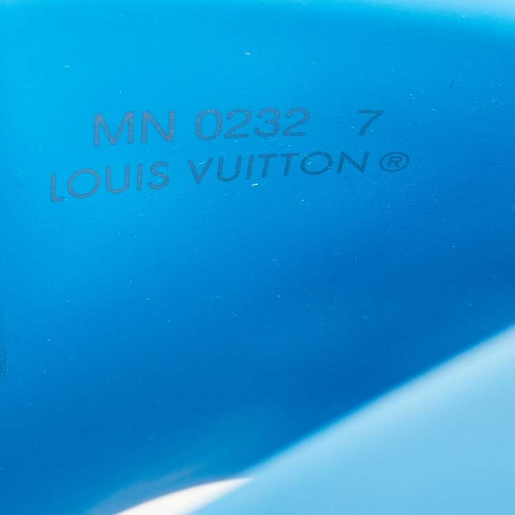 Pre Owned Louis Vuitton Waterfront Size 41 Blue Monogram Rubber Pool Slide Sandals