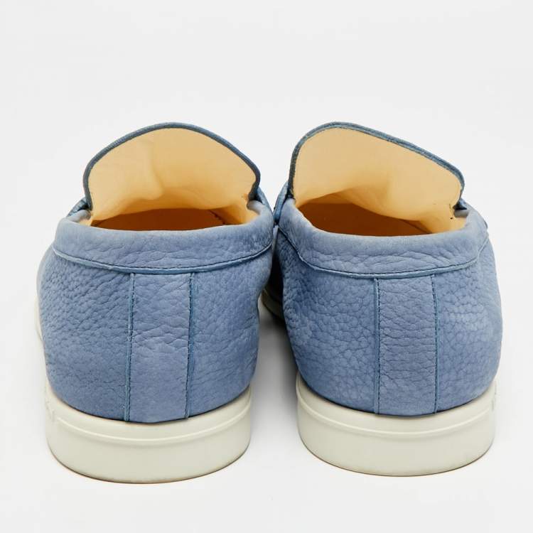 Pre Owned Louis Vuitton Estate Size 41.5 Blue Nubuck Leather Loafers
