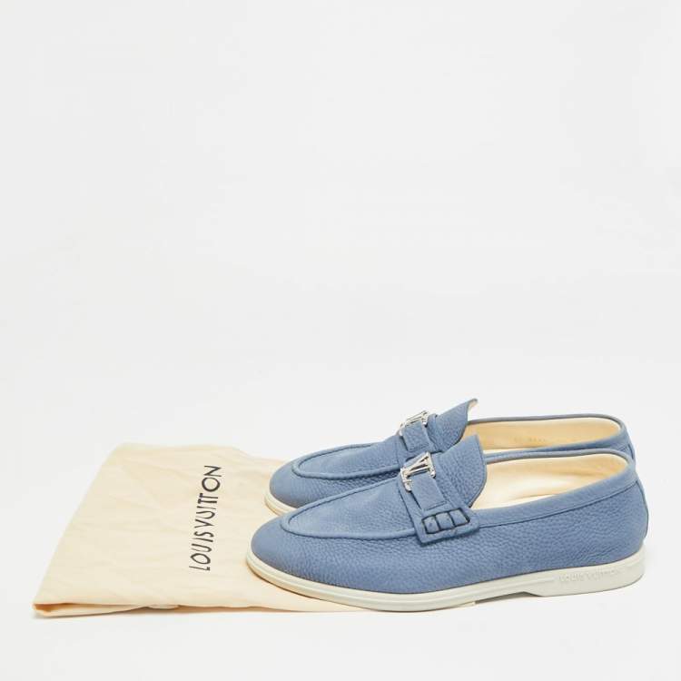 Pre Owned Louis Vuitton Estate Size 41.5 Blue Nubuck Leather Loafers