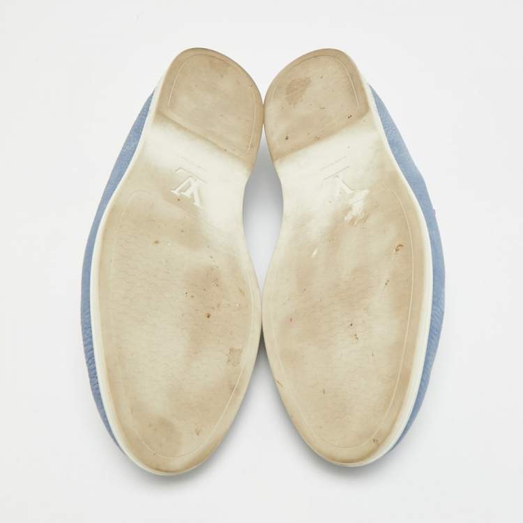 Pre Owned Louis Vuitton Estate Size 41.5 Blue Nubuck Leather Loafers