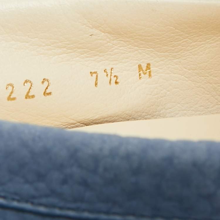 Pre Owned Louis Vuitton Estate Size 41.5 Blue Nubuck Leather Loafers