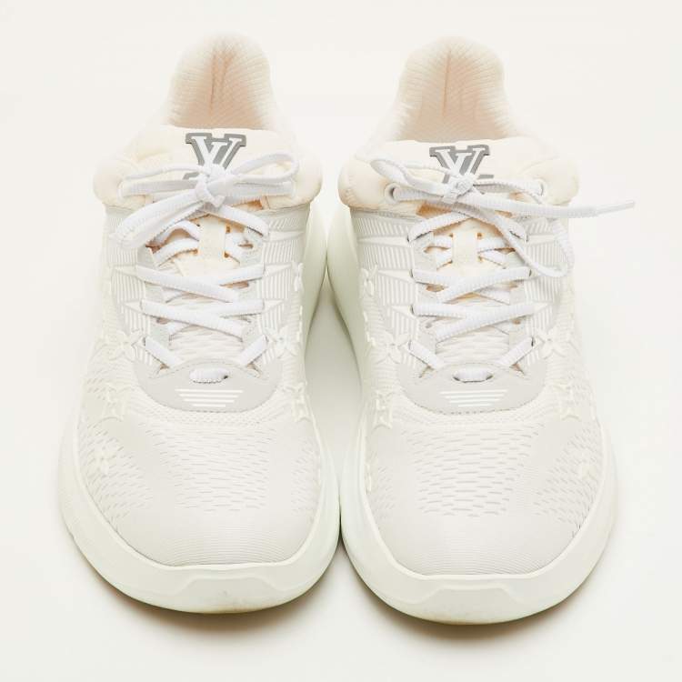 Pre Owned Louis Vuitton Show Up Size 41.5 White/Cream Monogram Knit Fabric Trainers Sneakers