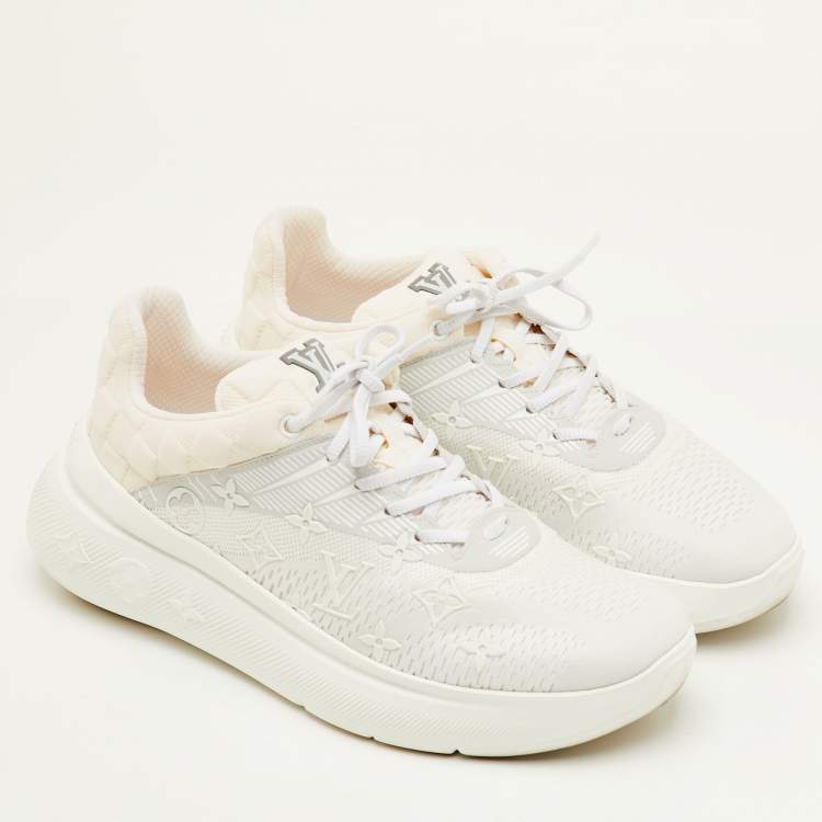 Pre Owned Louis Vuitton Show Up Size 41.5 White/Cream Monogram Knit Fabric Trainers Sneakers