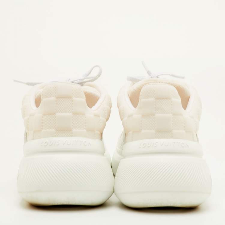 Pre Owned Louis Vuitton Show Up Size 41.5 White/Cream Monogram Knit Fabric Trainers Sneakers