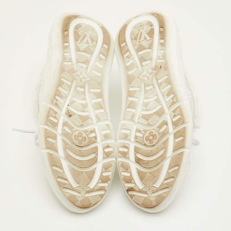 Pre Owned Louis Vuitton Show Up Size 41.5 White/Cream Monogram Knit Fabric Trainers Sneakers
