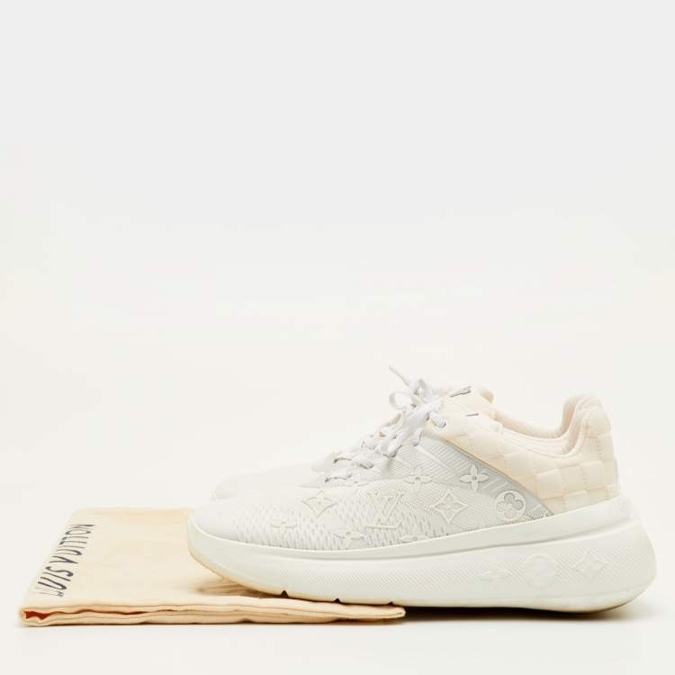Pre Owned Louis Vuitton Show Up Size 41.5 White/Cream Monogram Knit Fabric Trainers Sneakers