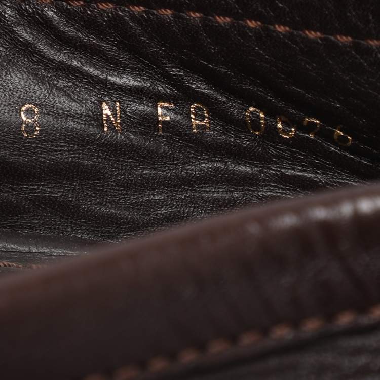 Pre Owned Louis Vuitton Flower Logo Size 42 Brown Leather Loafers