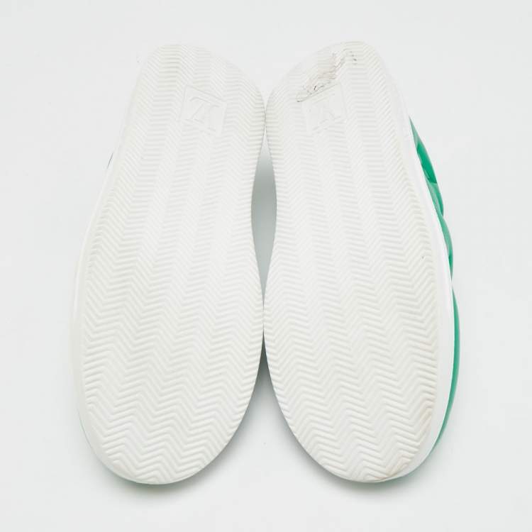 Pre Owned Louis Vuitton Beverly Hills Size 41.5 Green Monogram Leather Slip On Sneakers