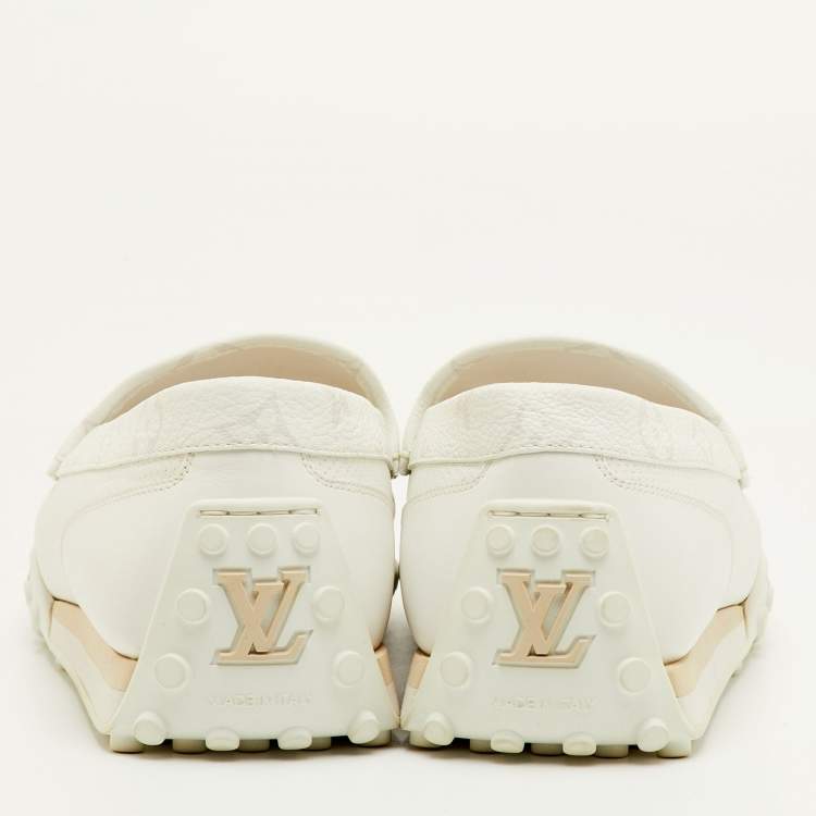 Pre Owned Louis Vuitton LV Racer Size 41 White Leather Slip On Loafers