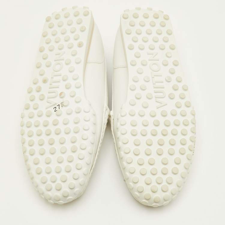 Pre Owned Louis Vuitton LV Racer Size 41 White Leather Slip On Loafers
