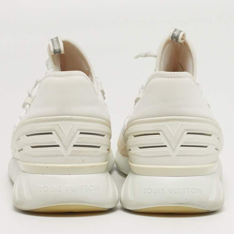Pre Owned Louis Vuitton Fastlane Size 43.5 White Mesh and Neoprene Low Top Sneakers