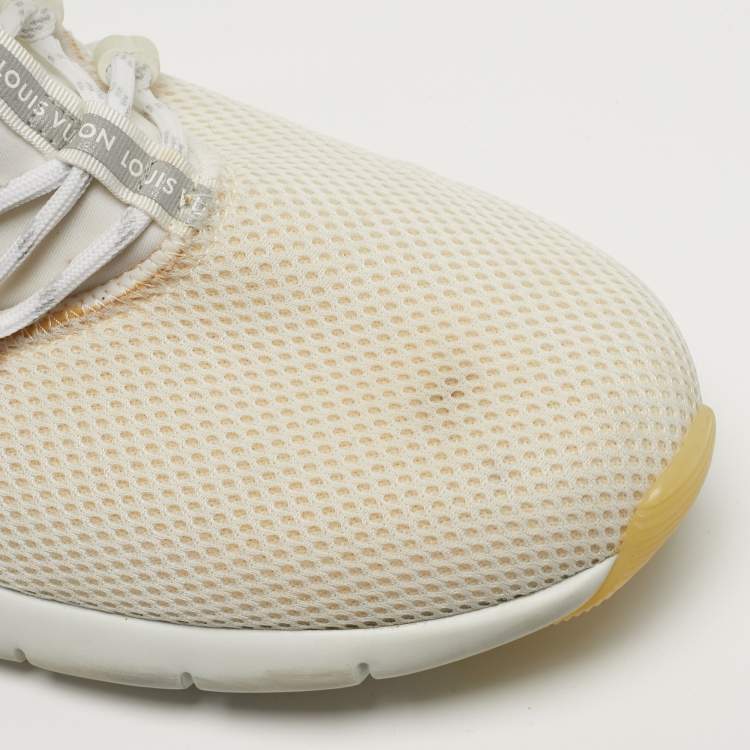 Pre Owned Louis Vuitton Fastlane Size 43.5 White Mesh and Neoprene Low Top Sneakers