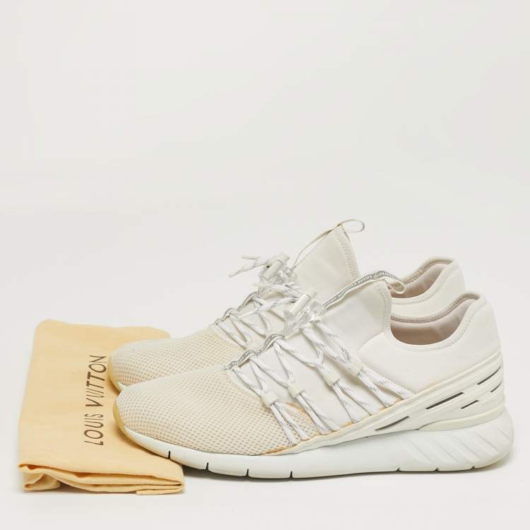 Pre Owned Louis Vuitton Fastlane Size 43.5 White Mesh and Neoprene Low Top Sneakers