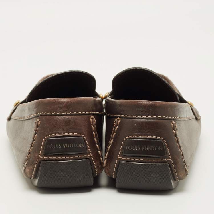 Pre Owned Louis Vuitton Monte Carlo Size 42.5 Brown Leather Loafers
