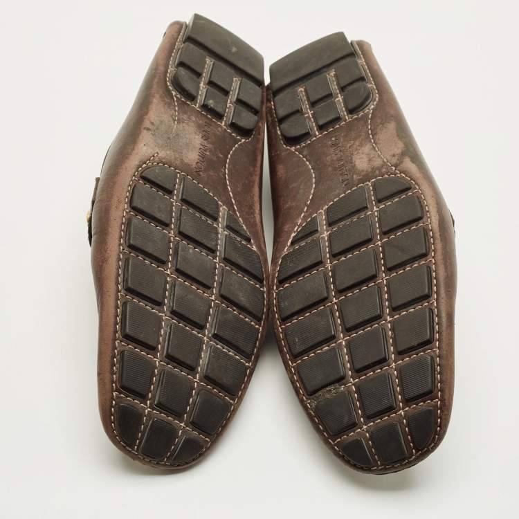 Pre Owned Louis Vuitton Monte Carlo Size 42.5 Brown Leather Loafers