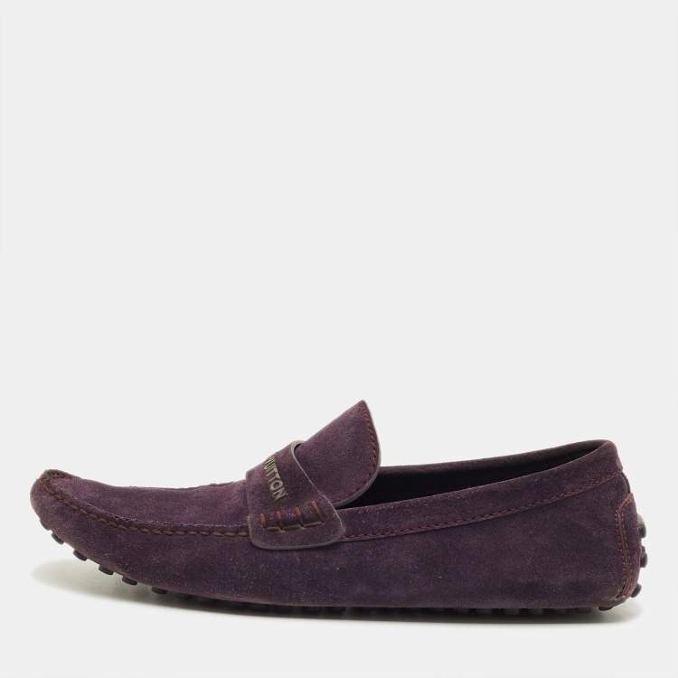 Pre Owned Louis Vuitton Monte Carlo Size 40 Purple Suede Loafers