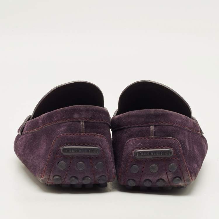 Pre Owned Louis Vuitton Monte Carlo Size 40 Purple Suede Loafers