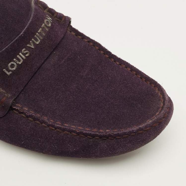 Pre Owned Louis Vuitton Monte Carlo Size 40 Purple Suede Loafers
