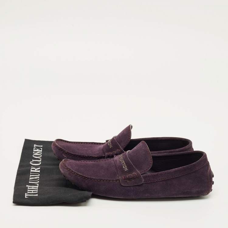 Pre Owned Louis Vuitton Monte Carlo Size 40 Purple Suede Loafers