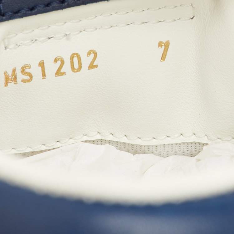 Pre Owned Louis Vuitton Run Away Size 41 Navy Blue Leather and Damier Suede Sneakers