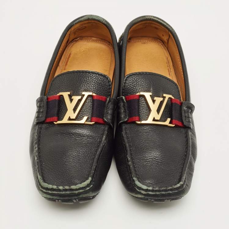 Pre Owned Louis Vuitton Monte Carlo Size 40 Black Leather Loafers