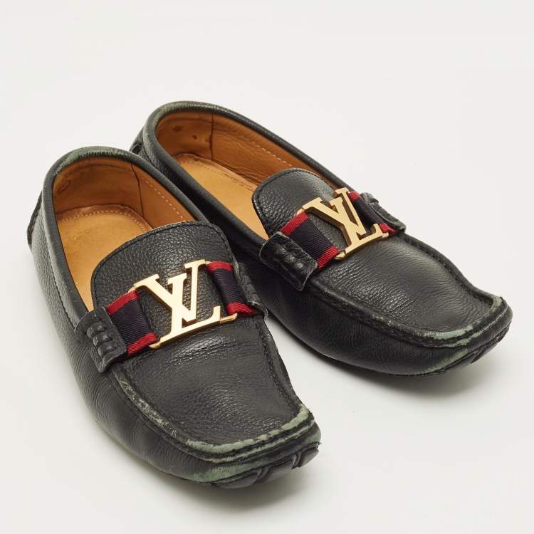Pre Owned Louis Vuitton Monte Carlo Size 40 Black Leather Loafers