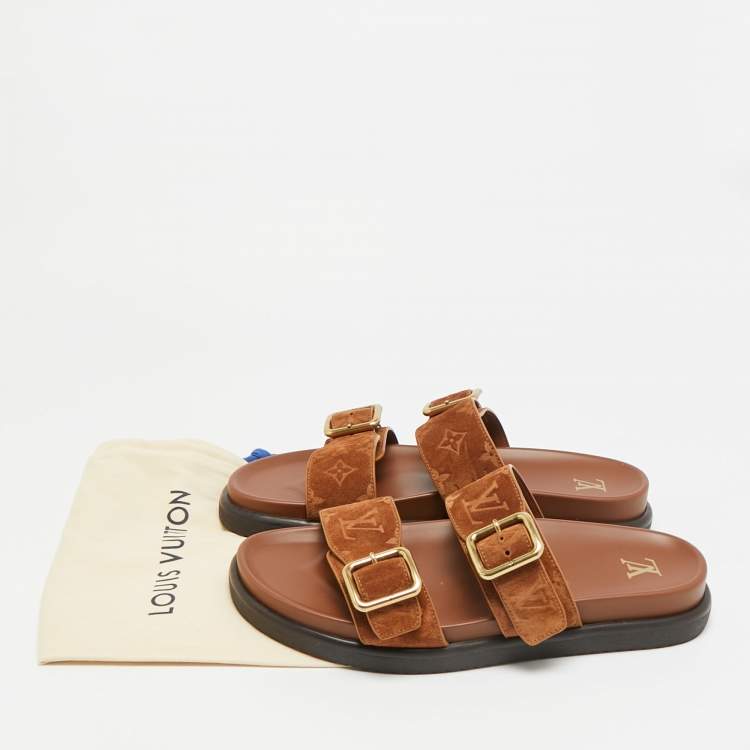 Pre Owned Louis Vuitton LV Venice Size 43.5 Brown Suede Mules