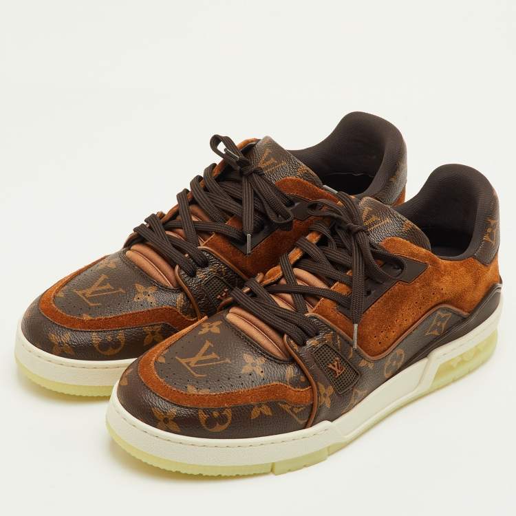 مملوكة مسبقًا Louis Vuitton LV Trainer Size 41.5 Brown Monogram Canvas and Suede Low Top Sneakers