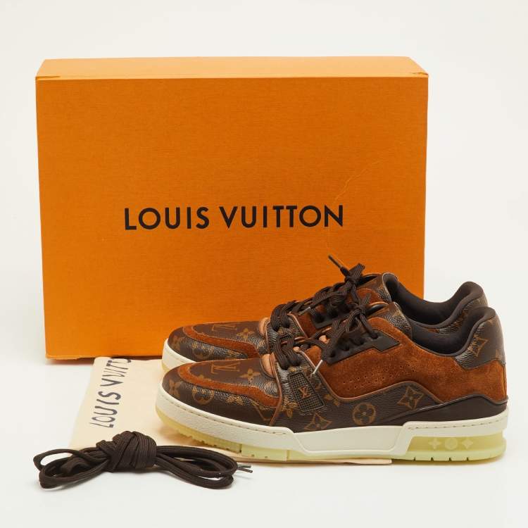 مملوكة مسبقًا Louis Vuitton LV Trainer Size 41.5 Brown Monogram Canvas and Suede Low Top Sneakers