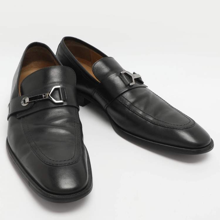 Pre Owned Louis Vuitton Size 45 Black Leather Loafers